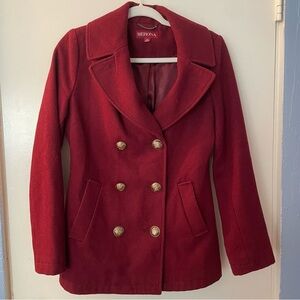 3 for $25! Merona Women's Burgundy Double-Breasted Wool Blend Coat, size‎ small